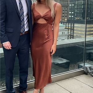 Hello Molly Satin Dress - brown